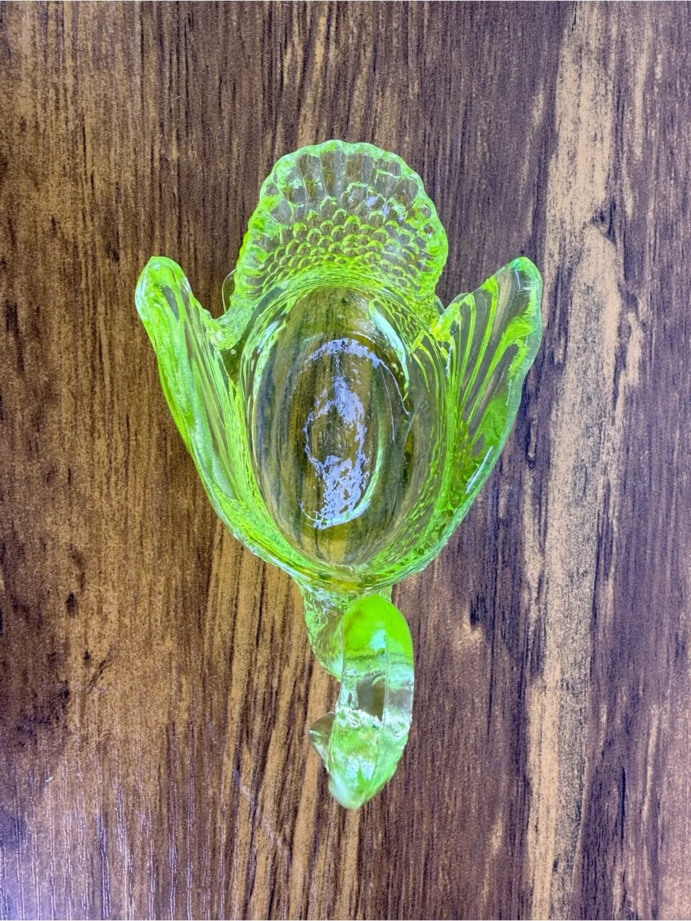Mosser Glass Uranium Vaseline Swan Open Salt Cellar Dish UV Glow Vintage